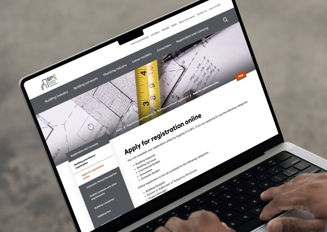 A laptop showing the Licencing an registration web page