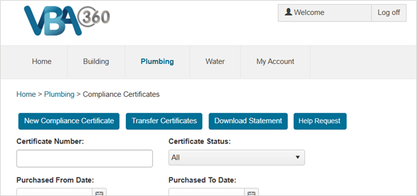 Screenshot of the VBA360 portal 