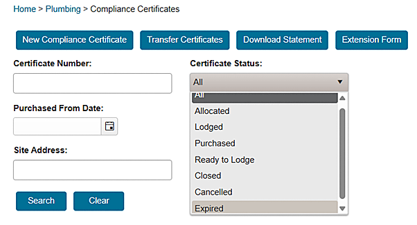 Screenshot of the VBA360 portal showing certificate status