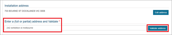 Screenshot of the VBA360 portal address validation