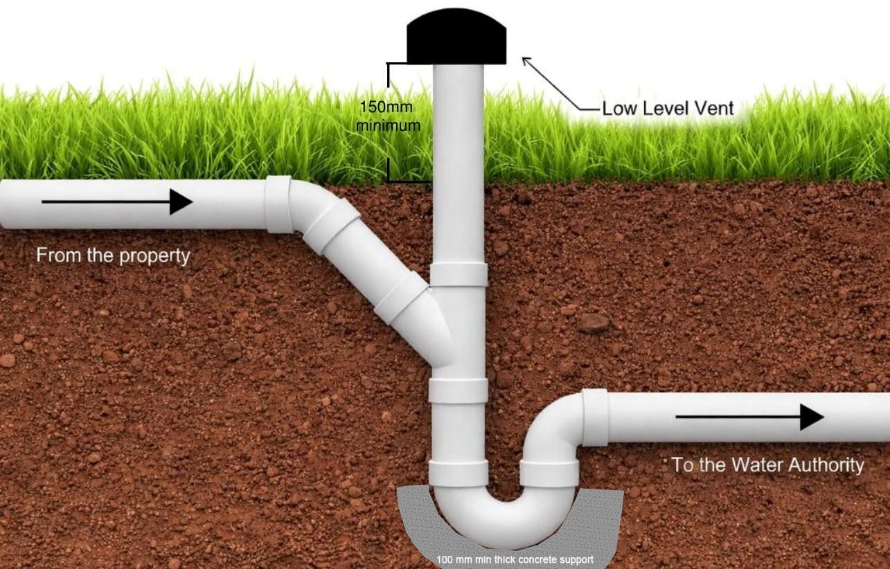 Boundary trap low level overflow ground vent